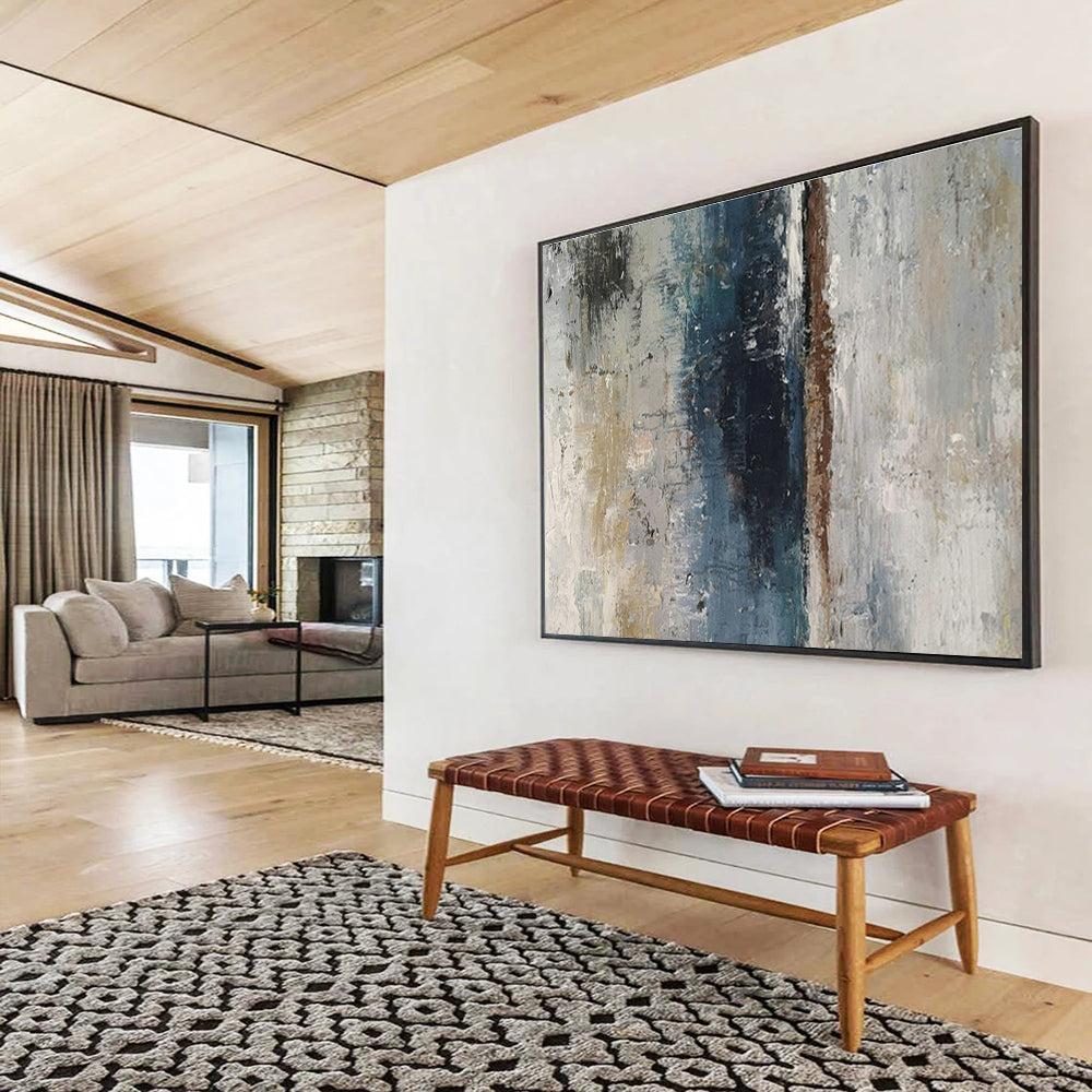 Blue - Brown Abstract Art for Industrial - Style Home Office Studios DLZ2677
