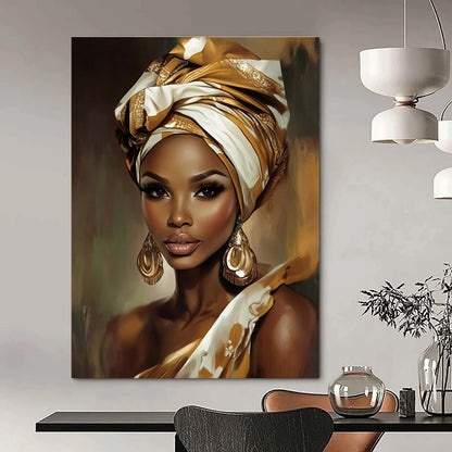 Woman in Golden Headwrap for African - Inspired Boutique & Cultural Art Gallery STSC892