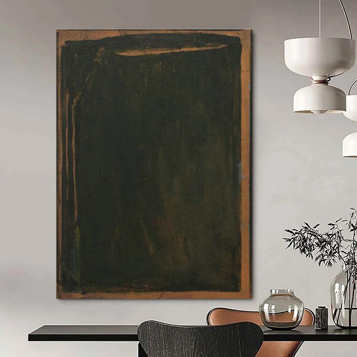 Dark Brown Framed Abstract Art for Traditional Study Rooms DLZ0243