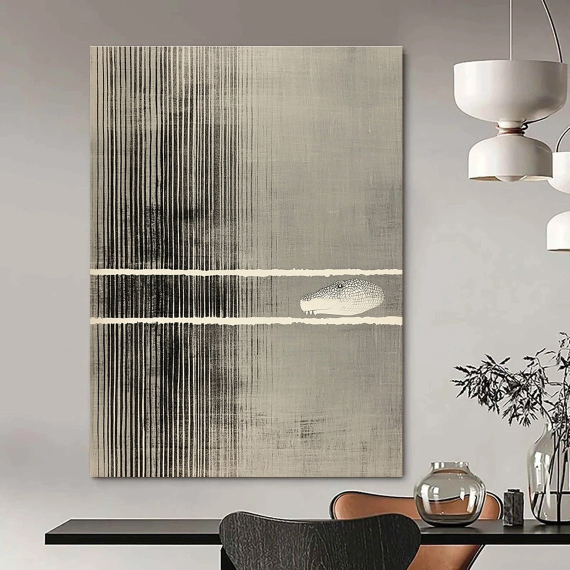 Alligator in Stripes for Eclectic Home & Nature - Themed Bar STSC1183
