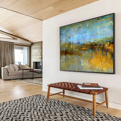 Blue - Yellow Urban Abstract Art for Modern Office DLZ2756