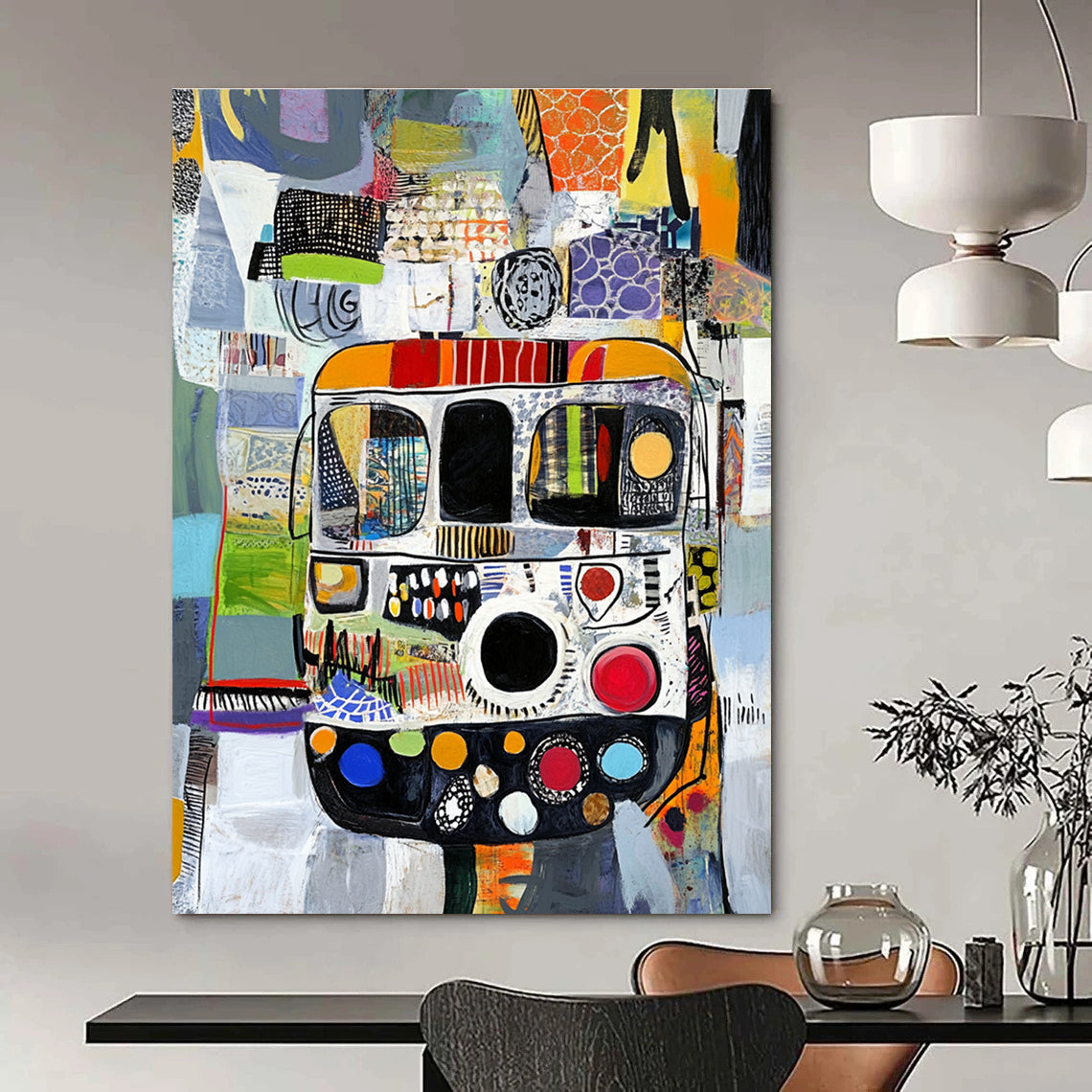 Colorful Bus Collage for Bohemian Café & Travel - Themed Gallery STSC820
