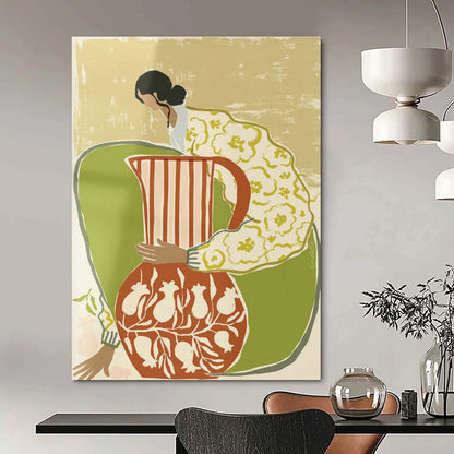 Woman with Pitcher Art for Boho Kitchen & Home Dining Room DLZ1152