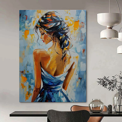 Woman in Blue Dress (Back View) for Romantic Restaurant & Feminine Boudoir STSC903