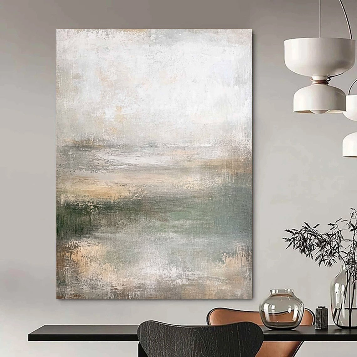 Light - Toned Abstract Landscape for Coastal Home Living Room & Art - Loving Sunroom STSC219