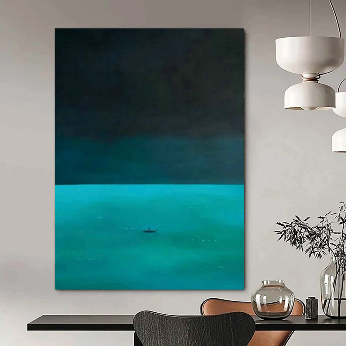Serene Solitary Boat Art for Zen Home Meditation Corners & Nightstand - Side Relax Zones DLZ0293