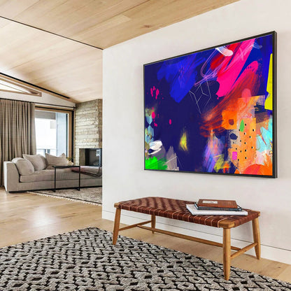Dark - Night Colorful Abstract Art for Rooftop Bar Backdrops DLZ2586