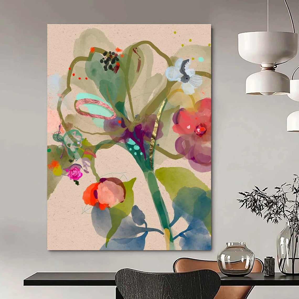 Colorful Floral Abstract Art for Garden - Themed Bridal Suite Lounges DLZ0083