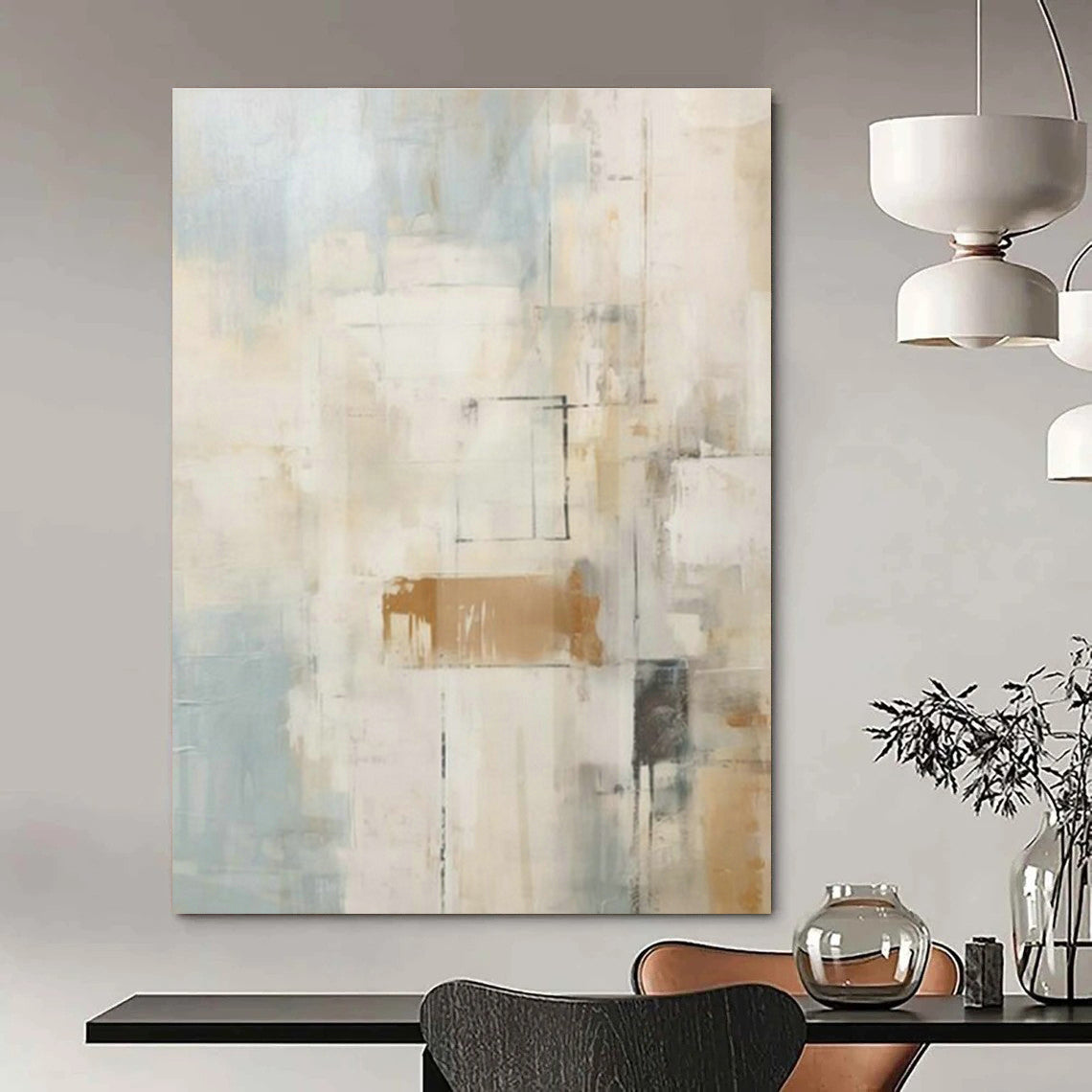 Light Blue - Brown Abstract Art for Coastal - Inspired Home & Art - Themed Hotel DLZ1957