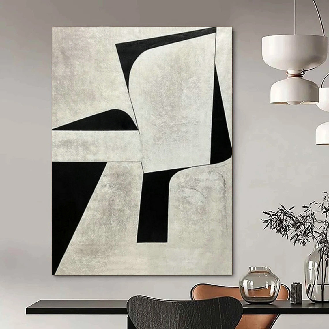 Black - White Geometric Abstract Art for Modern Office & Home Study DLZ1135