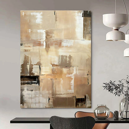 Brown - White Geometric Abstract Art for Modern Office Reception & Industrial - Chic Café DLZ0991