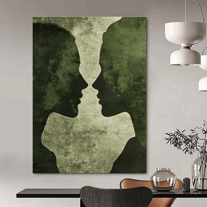 Green Silhouette Kiss Art for Romantic Hideaway & Intimate Home Bedroom STSC1446
