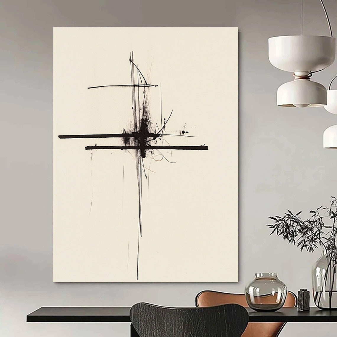 Delicate Black Cross for Minimalist Home Office & Art - Loving Library STSC1245