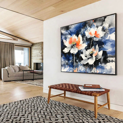 Elegant Lotus Ink Art for Asian - Inspired Home & Zen Spa SC580