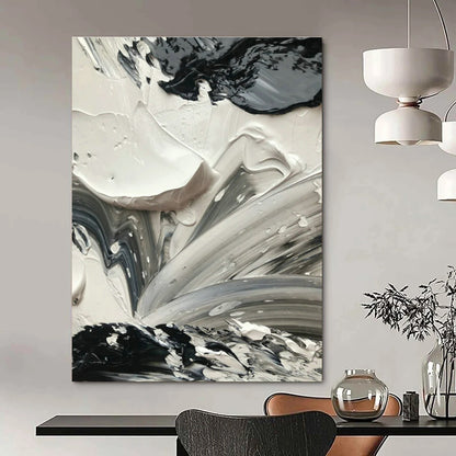 Black - White Textured Art for Modern Art Gallery & Edgy Home Studio DLZ1587