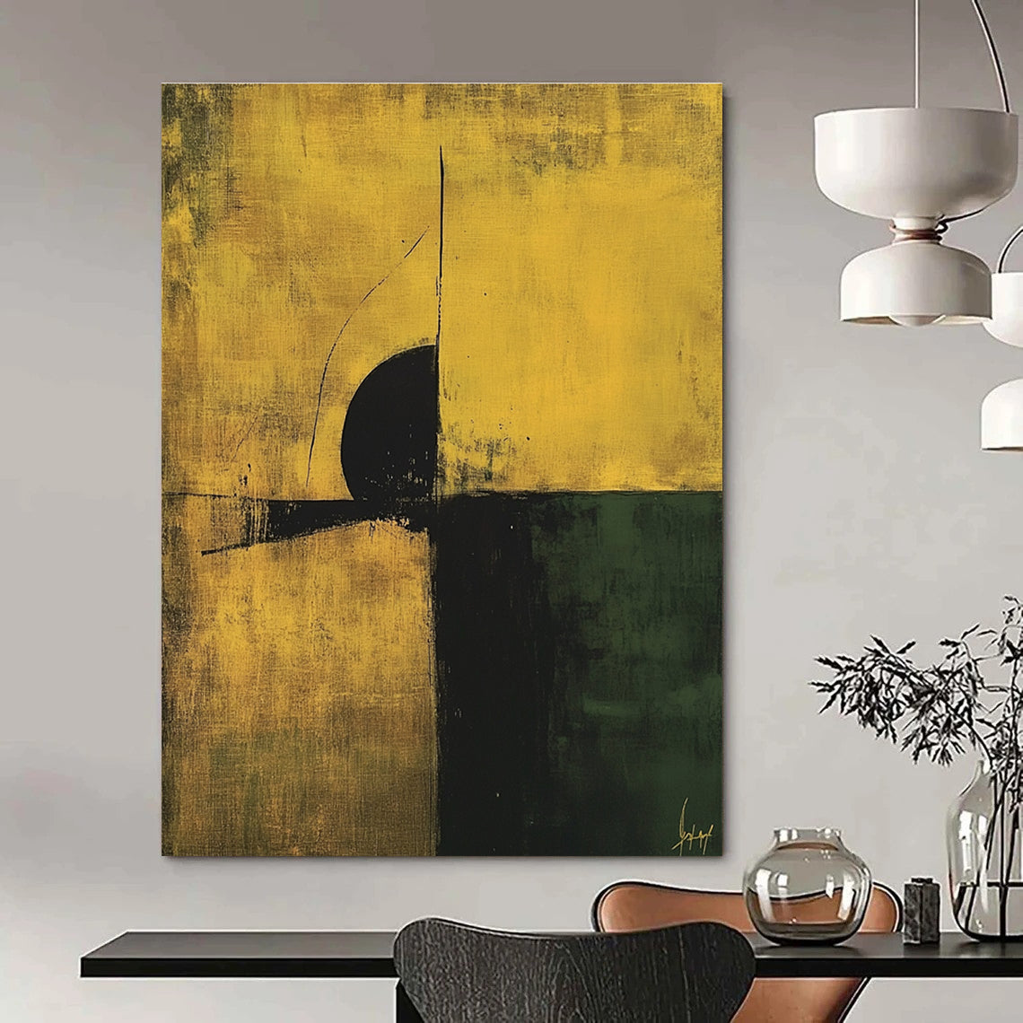 Yellow and Green Abstract for Vibrant Workplace & Art - Loving Lounge STSC246