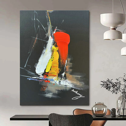 Colorful Abstract on Black for Trendy Nightclub & Creative Studio Break Area DLZ0826