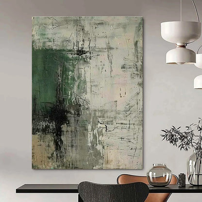 Green - Gray Textured Abstract Art for Bohemian - Style Garden Room & Community Art Hub DLZ1746