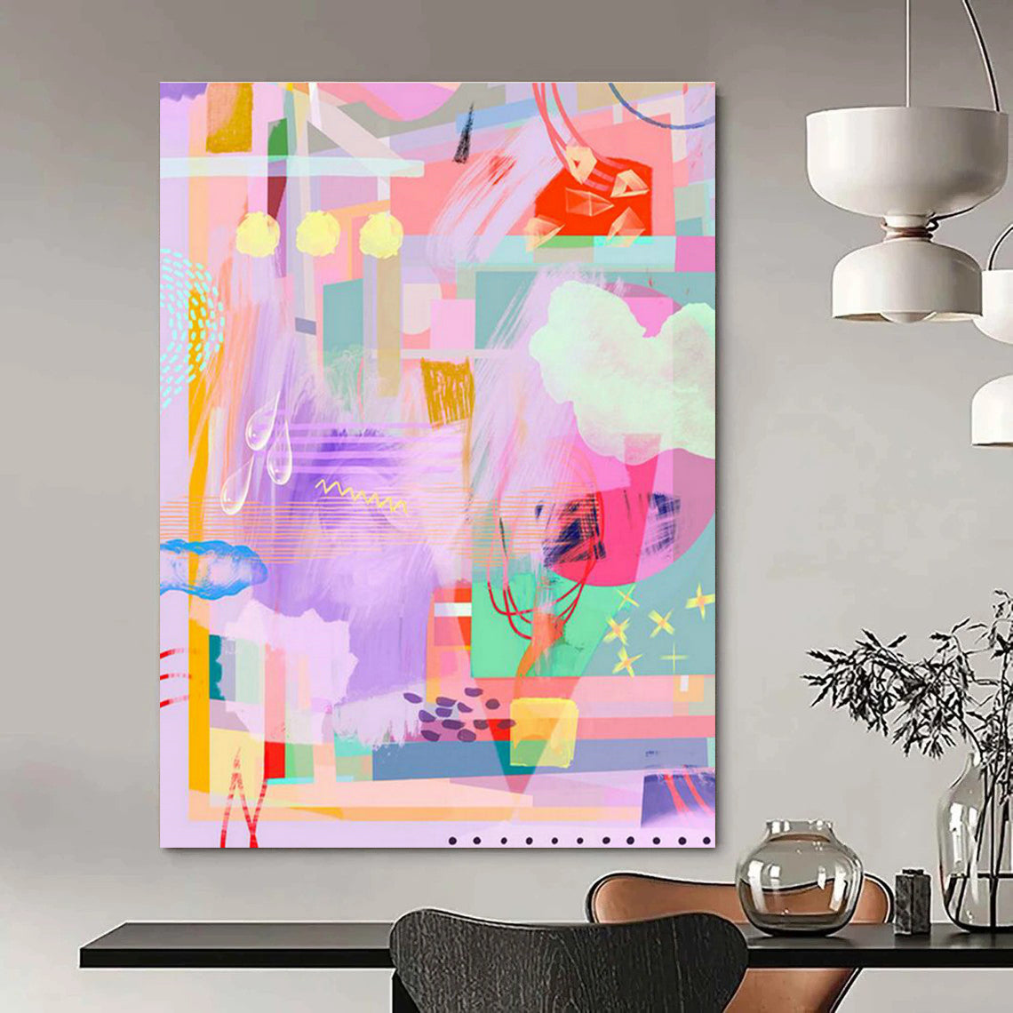 Pink - Purple Abstract Art for Luxe Beauty Salon Waiting Areas DLZ0168