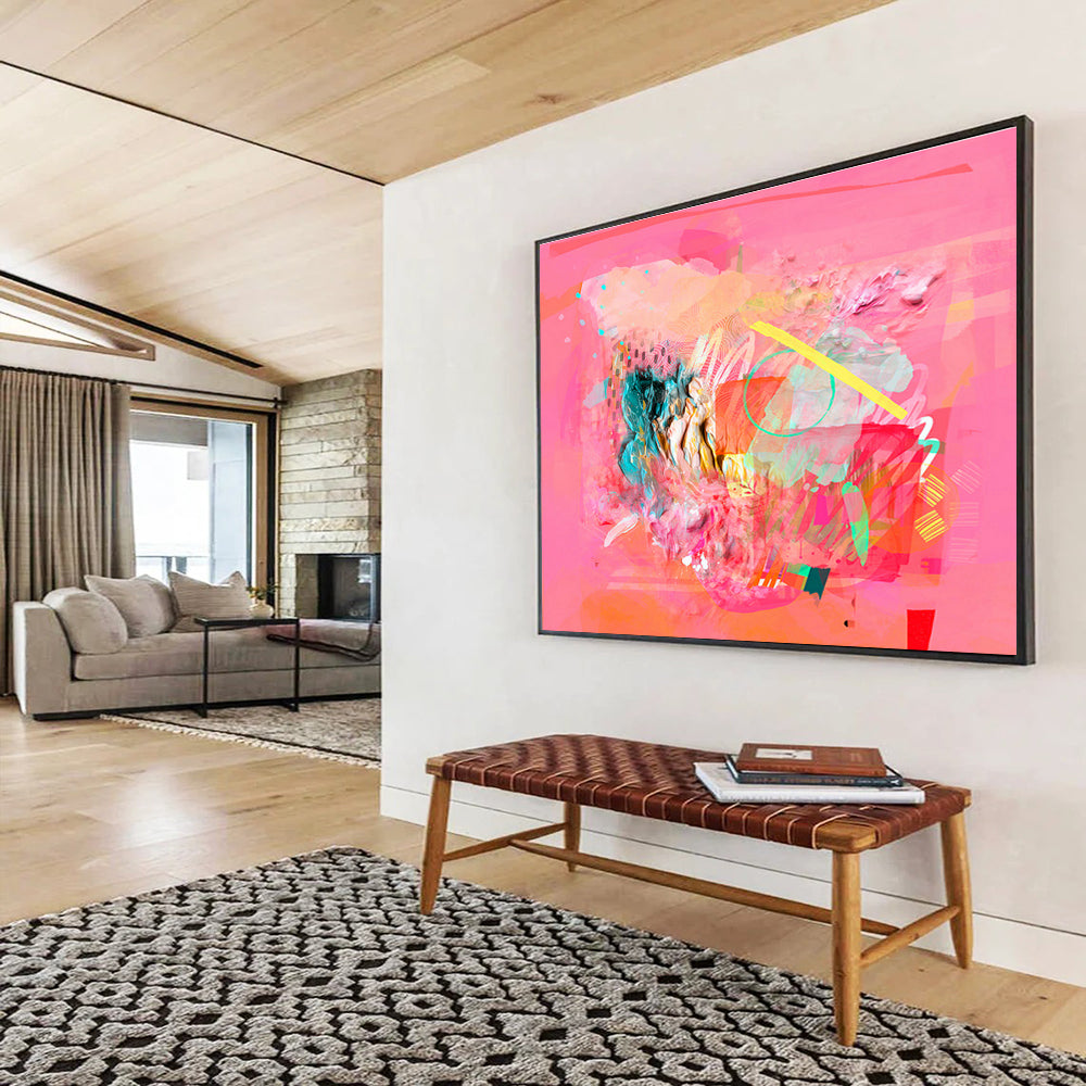 Pink - Orange Creative Abstract Art for Trendy Cafés DLZ2412