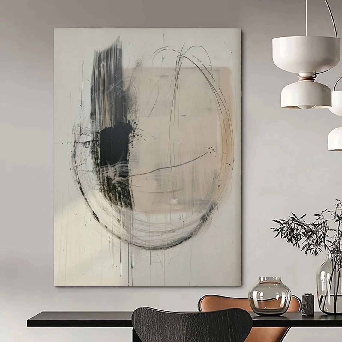 Black - White Line Abstract Art for Living Room & Office DLZ0420