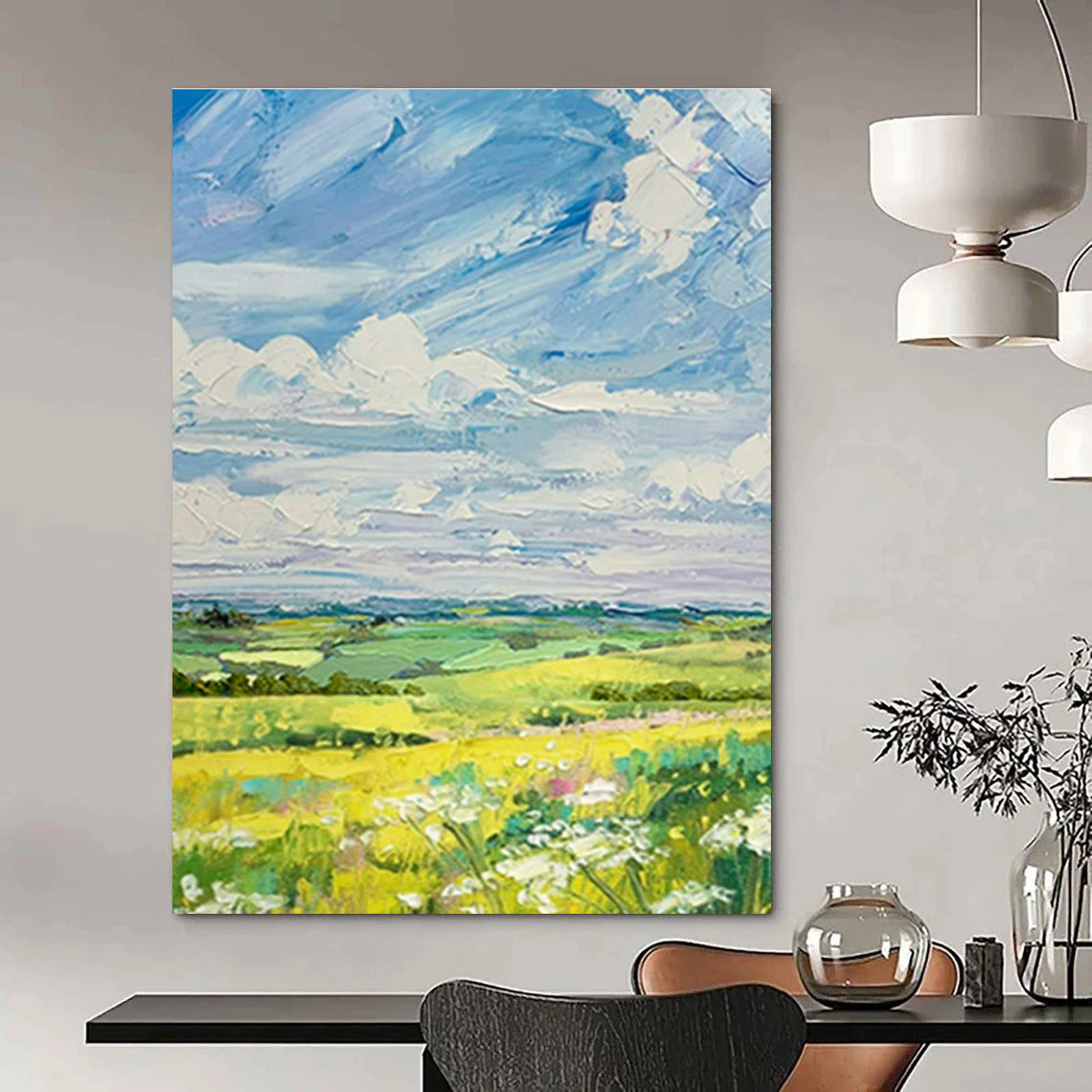 Vibrant Landscape Oil Painting for Countryside Café & Rustic Home Living Room DLZ1591