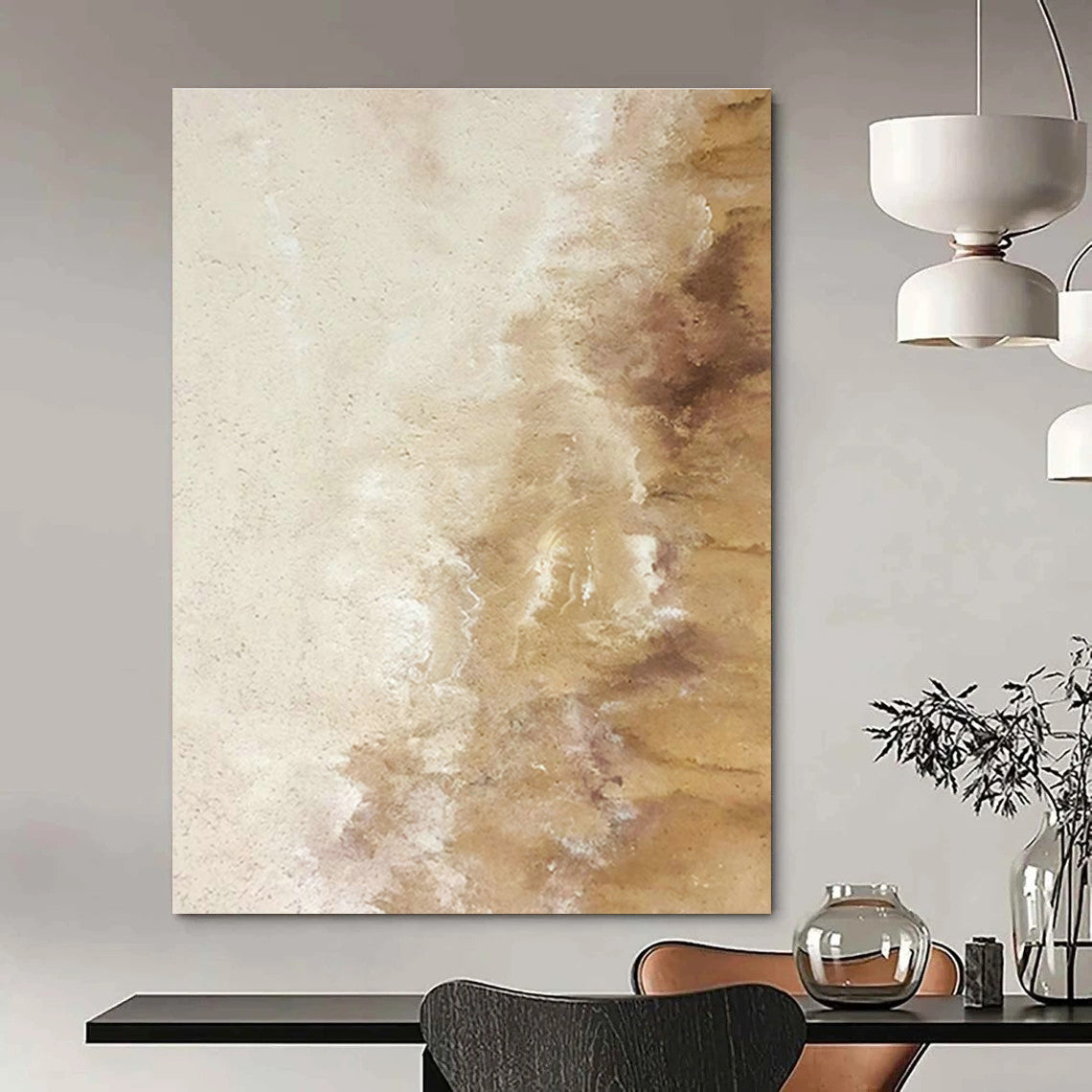 Beige - Brown Gradient Abstract Art for Bedroom & Yoga Studio DLZ1230