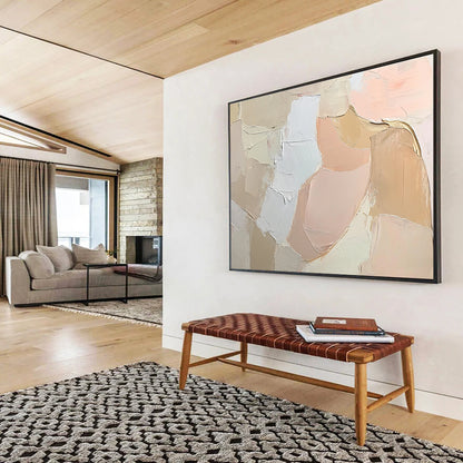 Soft Color Block Abstraction Art for Feminine Boudoir & Minimalist Café SC103