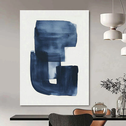 Blue Ink Abstract Art for Minimalist Home Office & Japanese - Inspired Tea Room DLZ1629