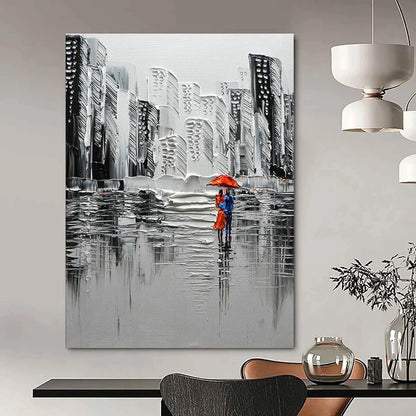 Textured Urban Rain Scene Art for City Café & Modern Living Room DLZ2300