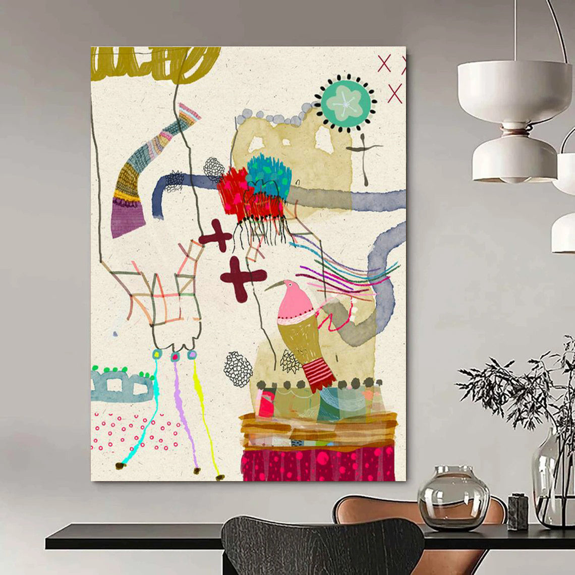 Whimsical Collage Art for Kids' Playroom Creativity Zones DLZ0161