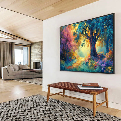 Enchanted Forest Path with Colorful Trees Art for Whimsical Children’s Playrooms DLZ3081