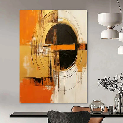 Orange - Black Geometric Abstract Art for Modern Home Entrance & Design - Focused Office DLZ1739