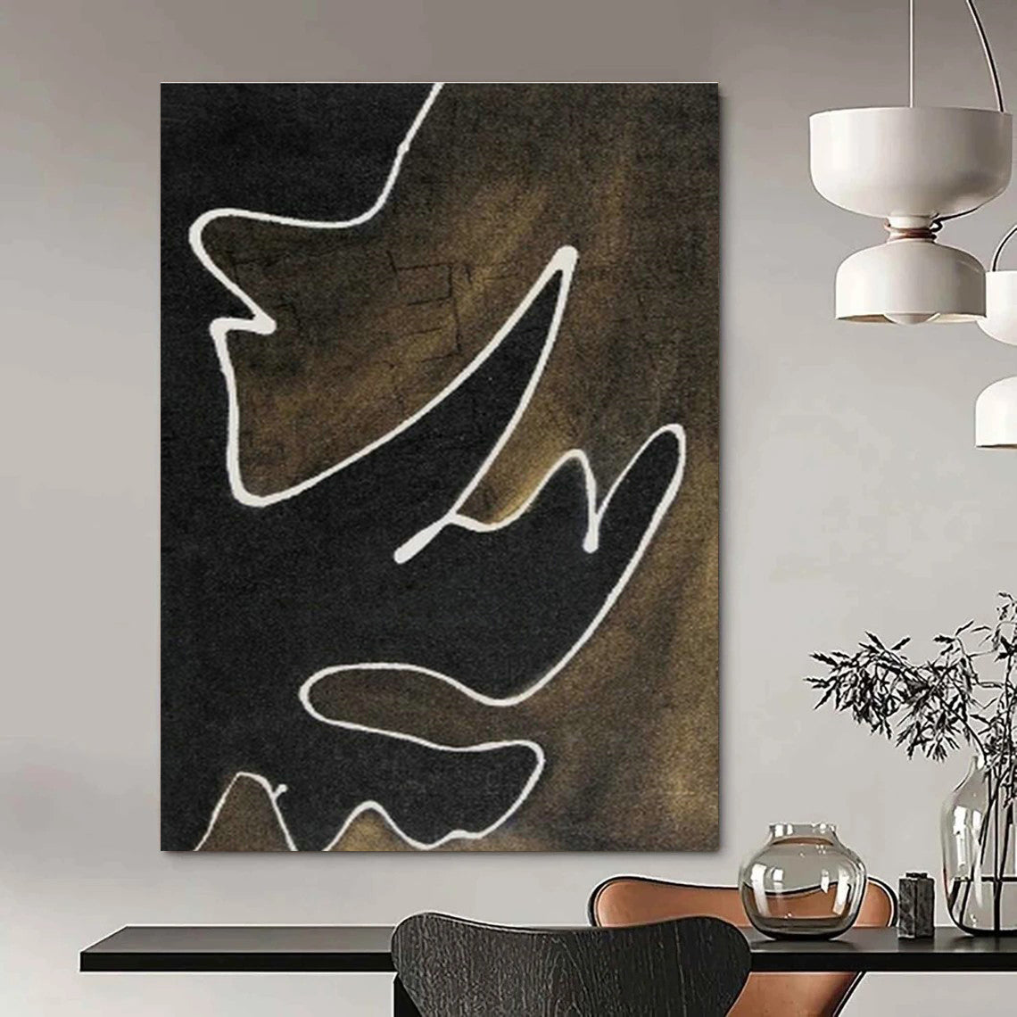 Black - Brown Line Art for Industrial - Style Bar Wall Decor DLZ0070