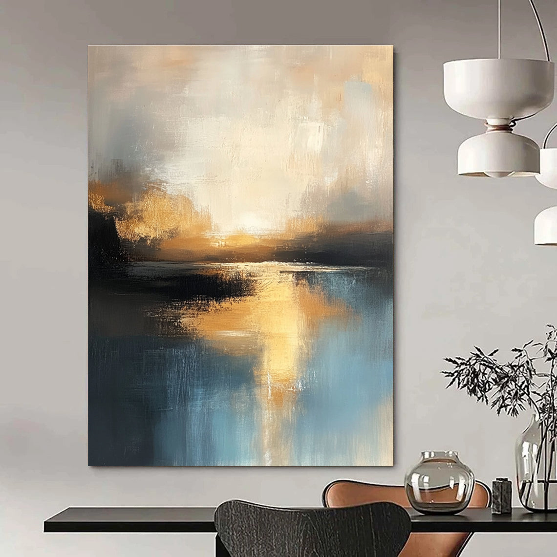 Abstract Lake Sunset for Tranquil Home Office & Nature - Inspired Lounge STSC198