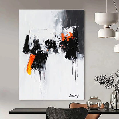 Black, White, and Orange Abstract for Modern Office & Edgy Living Room STSC350