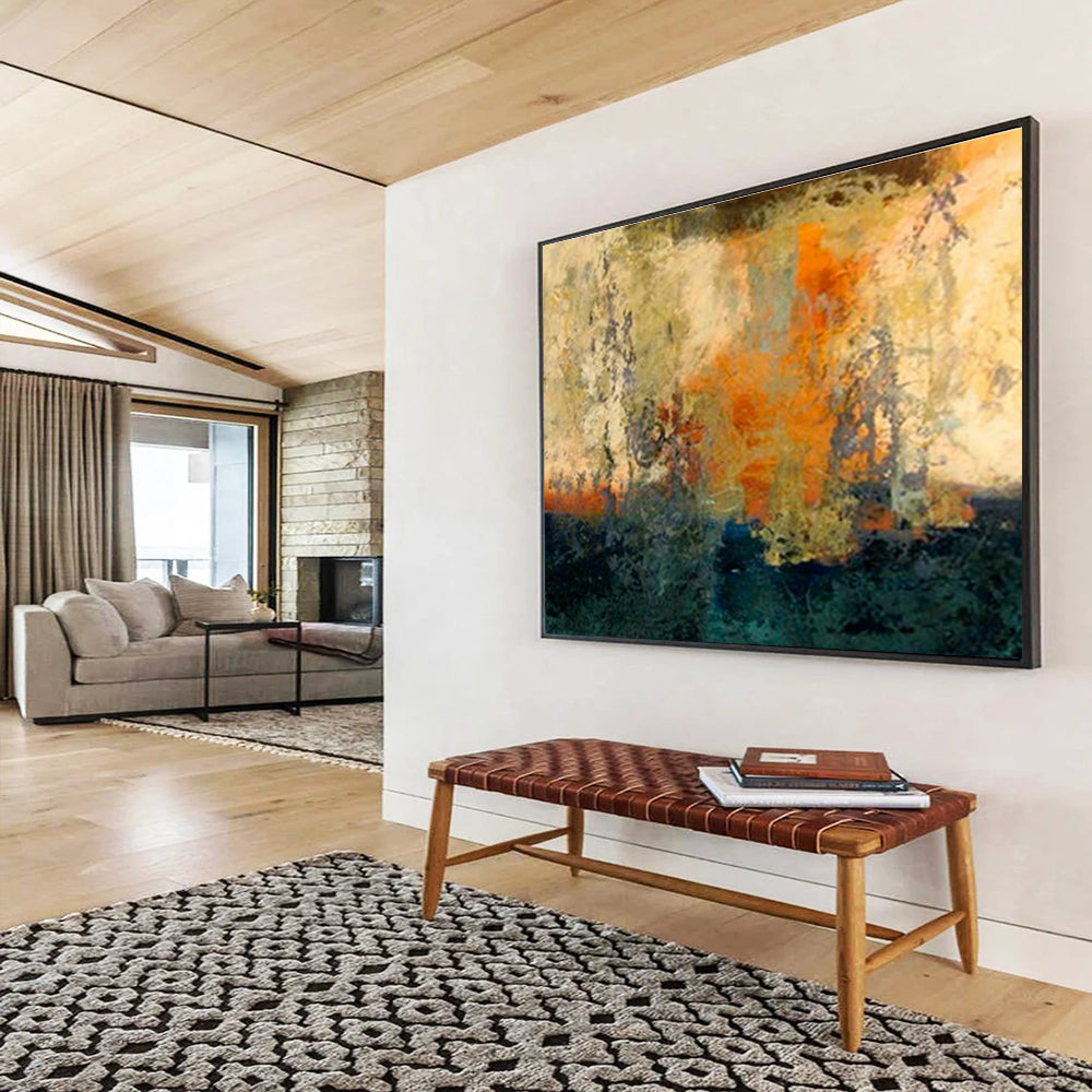 Orange - Yellow Hazy Abstract Art for Warm Living Area DLZ2762