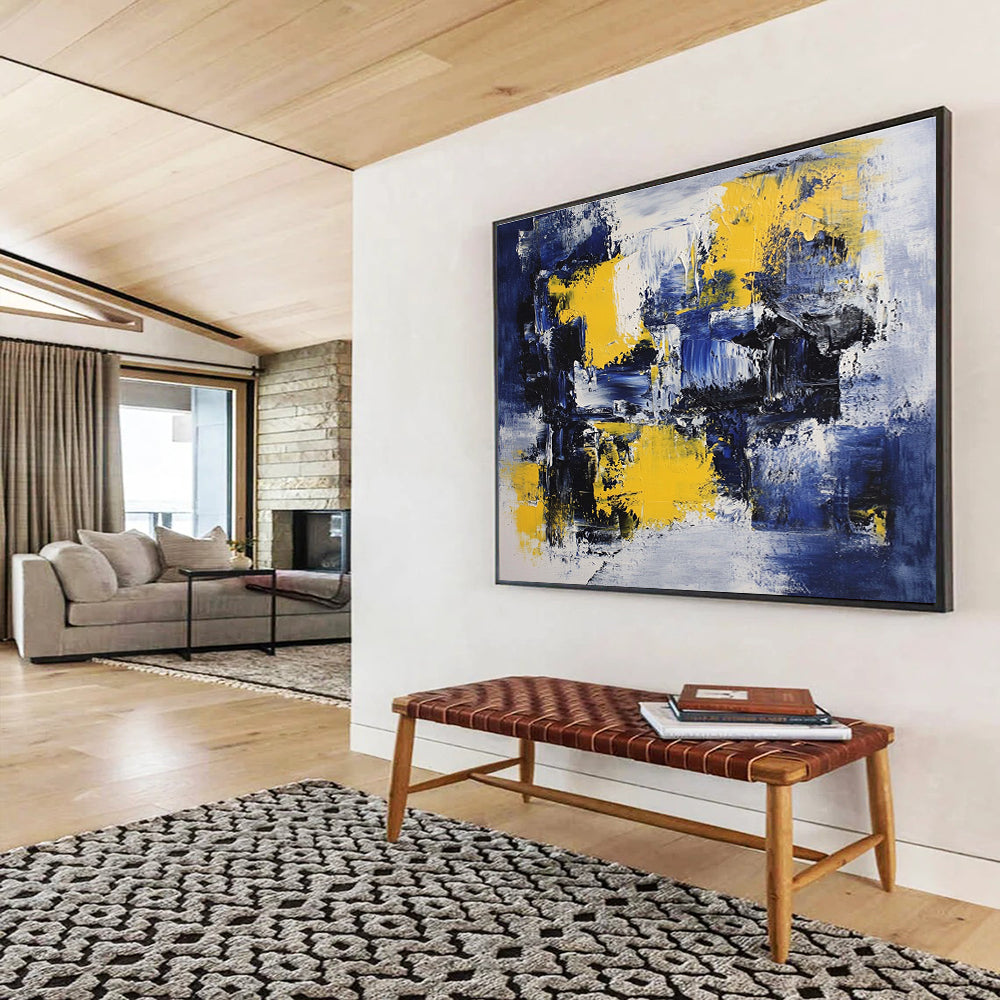 Blue - Yellow Abstract Art for Modern Office Break Room & Creative Studio SC031