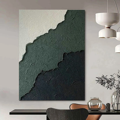 Gray - Green - Black Layered Abstract Art for Industrial Home & Art Studio DLZ1225