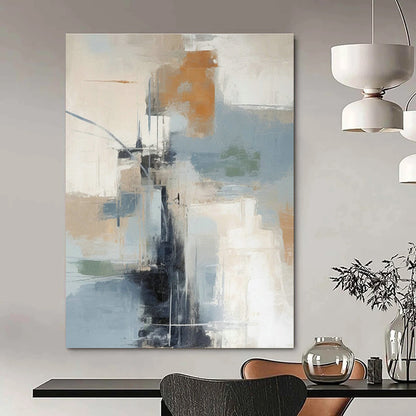 Blue - Brown Geometric Abstract Art for Modern Office & Art Gallery DLZ1261
