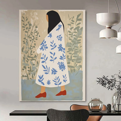 Woman in Floral Dress for Bohemian Living Room & Garden - Inspired Café STSC1260