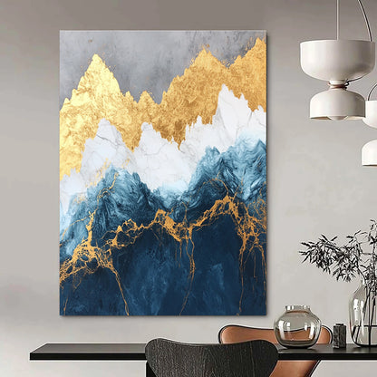 Blue - Gold Mountain Waves Art for Architect’s Conference Room & Upscale Lounge STSC123