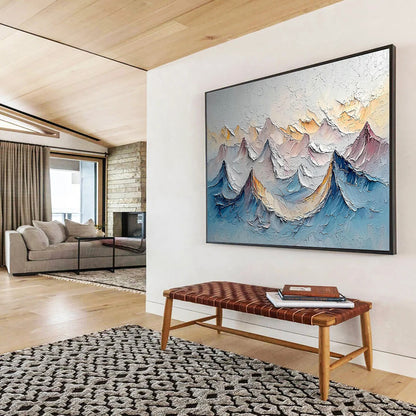 Textured Mountain Range Art for Adventure - Inspired Home Office Walls DLZ3286