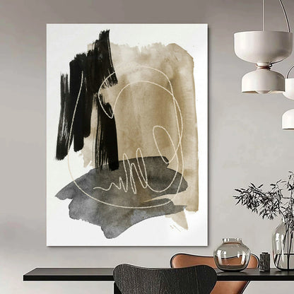 Brown - Grey Line Abstract Art for Living Room & Study DLZ0518
