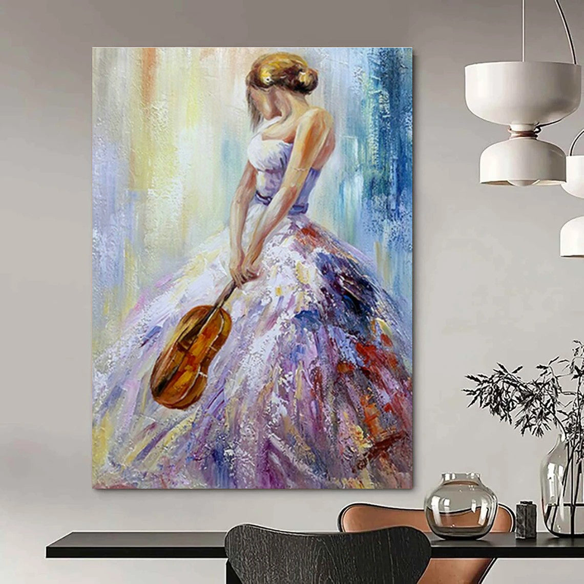 Colorful Violinist Art for Music Room & Art - Loving Home Dining Room DLZ2055