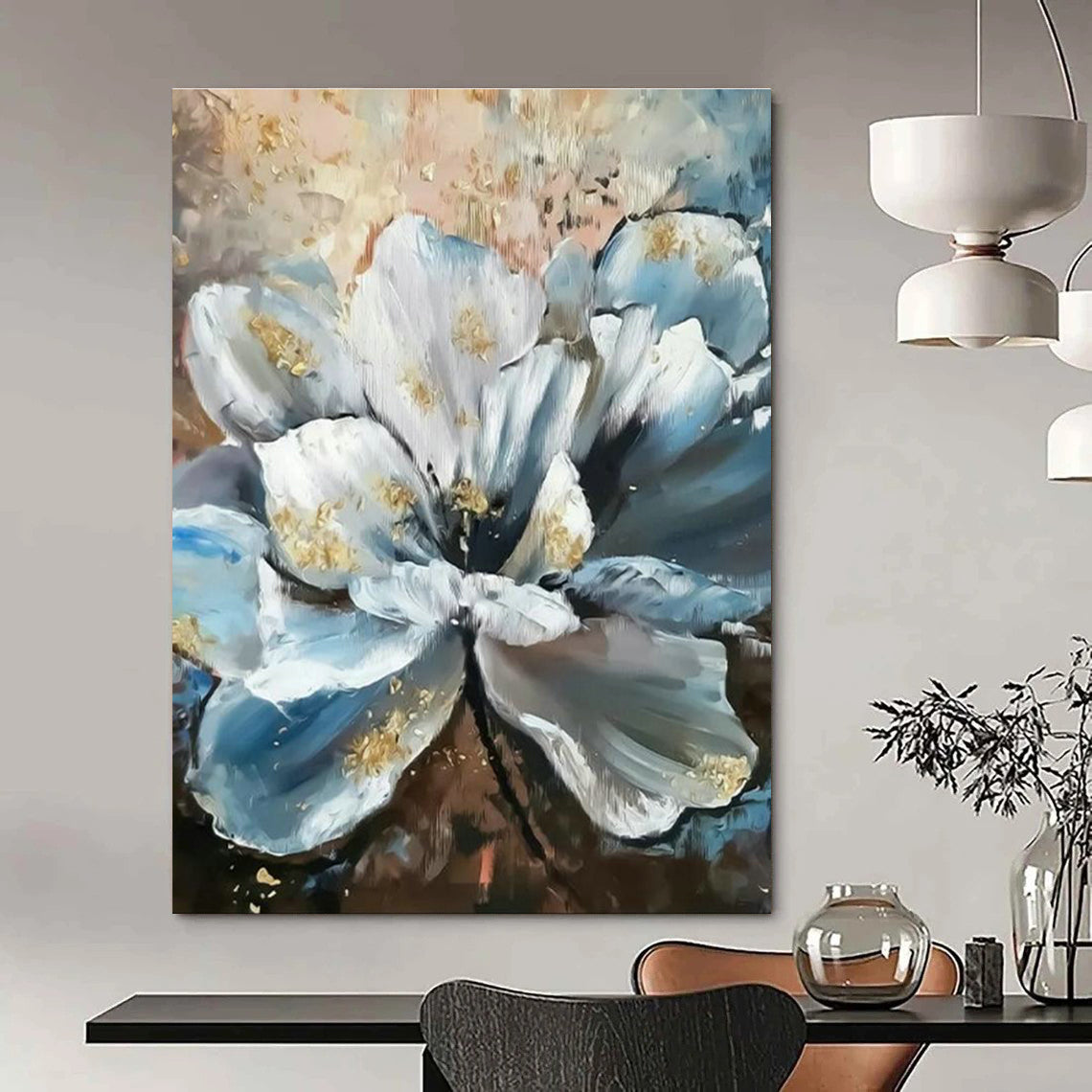 Blue - White Floral Art for Luxury Spa & Elegant Bedroom DLZ2335