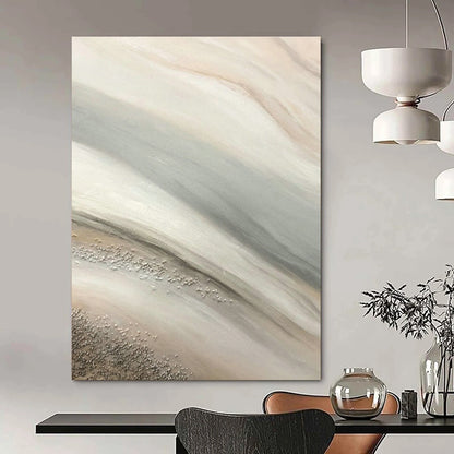 Beige - Gray - Silver Wave Abstract Art for Coastal Home & Boutique Café DLZ1222