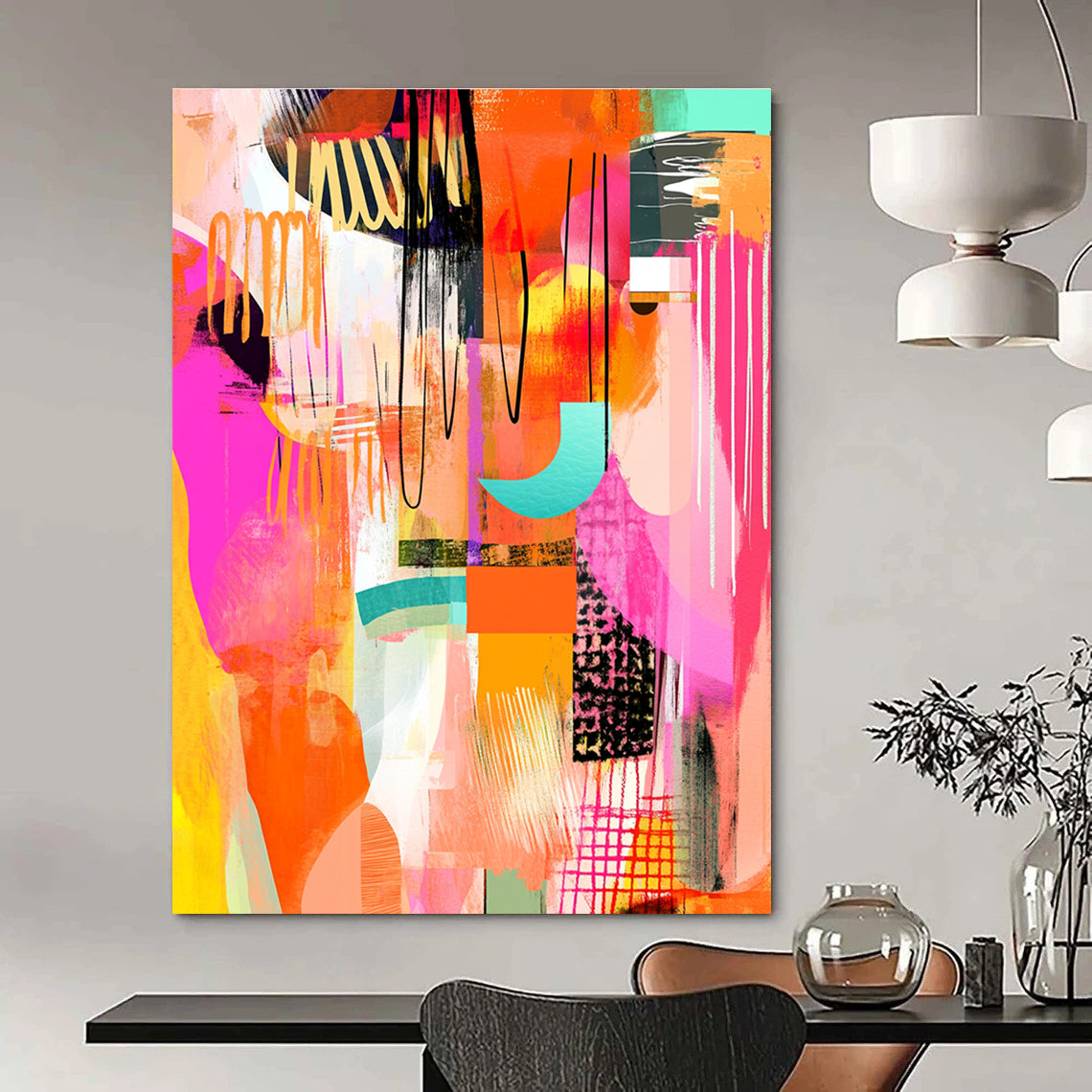 Lively Colorful Abstract Art for Playroom & Creative Studio STSC046