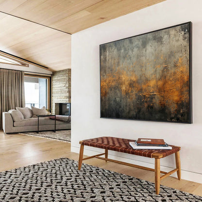 Grey - Orange Industrial Abstract Art for Loft Living Room DLZ2753