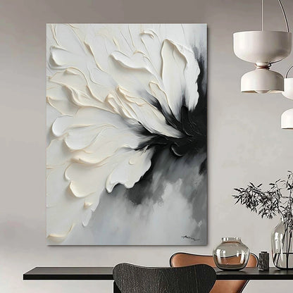 White - Black Flower Abstract Art for Art Studio & Modern Bedroom DLZ1648